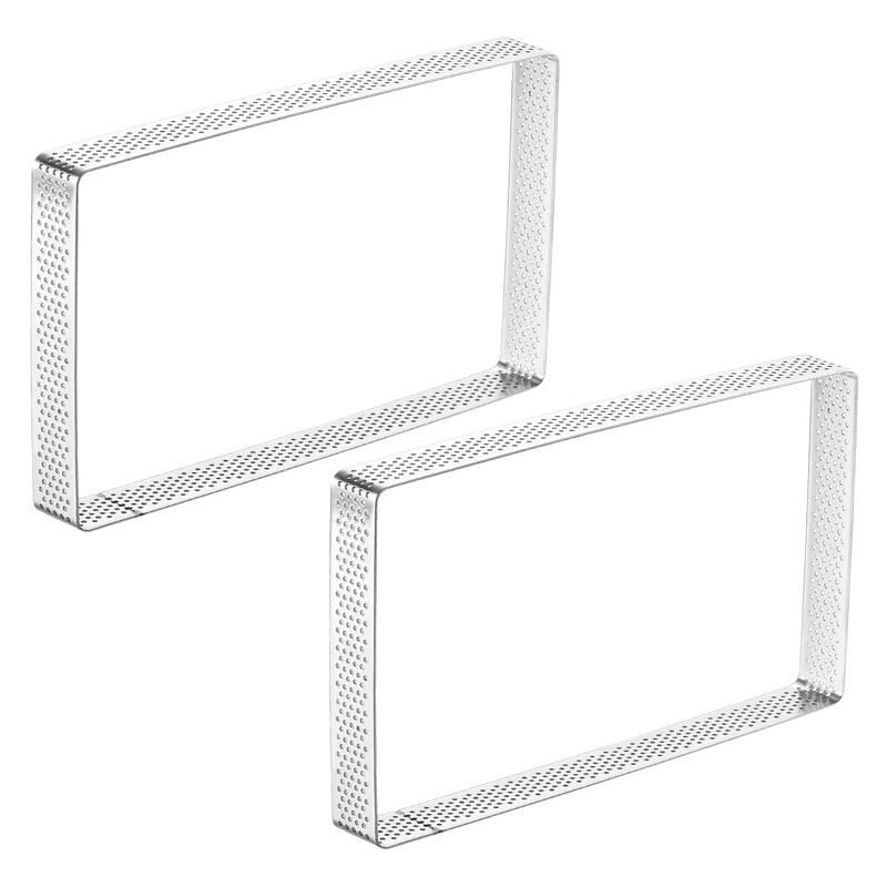 2pcs Stainless Steel Cake Mold Rings 7.5" x 4.3" Rectangular Cake Mousse Ring - Silver