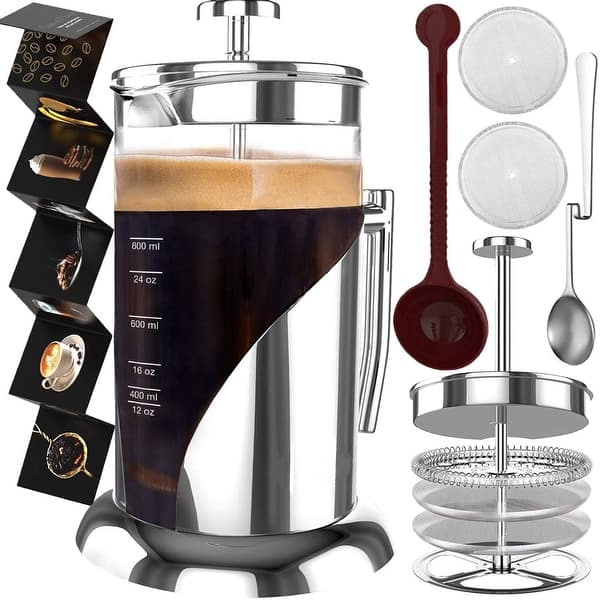 Pour Over Coffee Maker Set - Drip Coffee Maker Glass with Reusable 304  Stainless Steel Filter, 28 oz Classic Series
