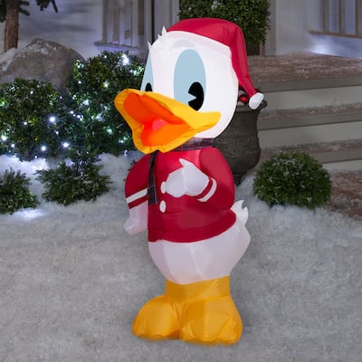 Gemmy Christmas Inflatable Donald Duck in Santa Suit, 3.5 ft Tall