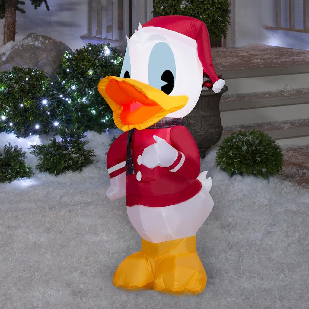 Gemmy Christmas Inflatable Donald Duck in Santa Suit, 3.5 ft Tall