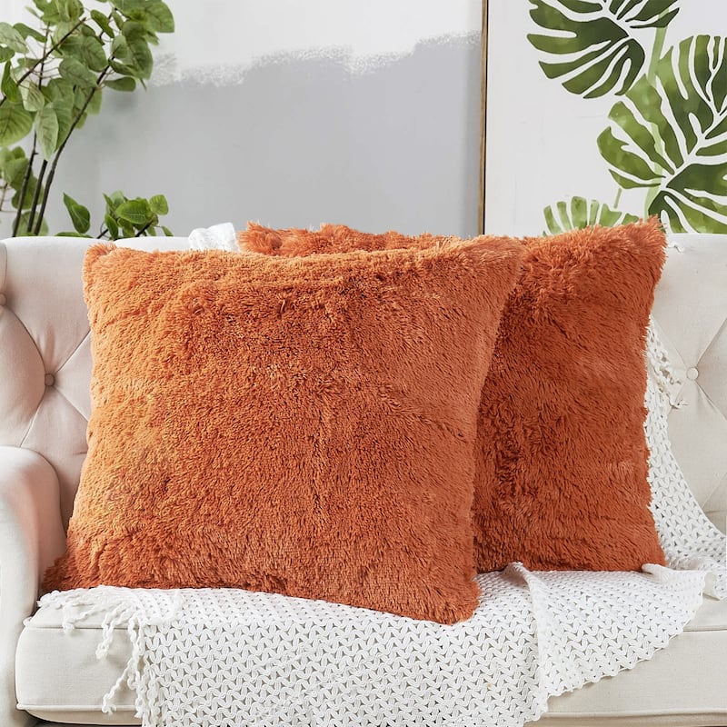 Halsted Shaggy FauxFur Decorative Throw Pillow Cover Set, NO INSERT
