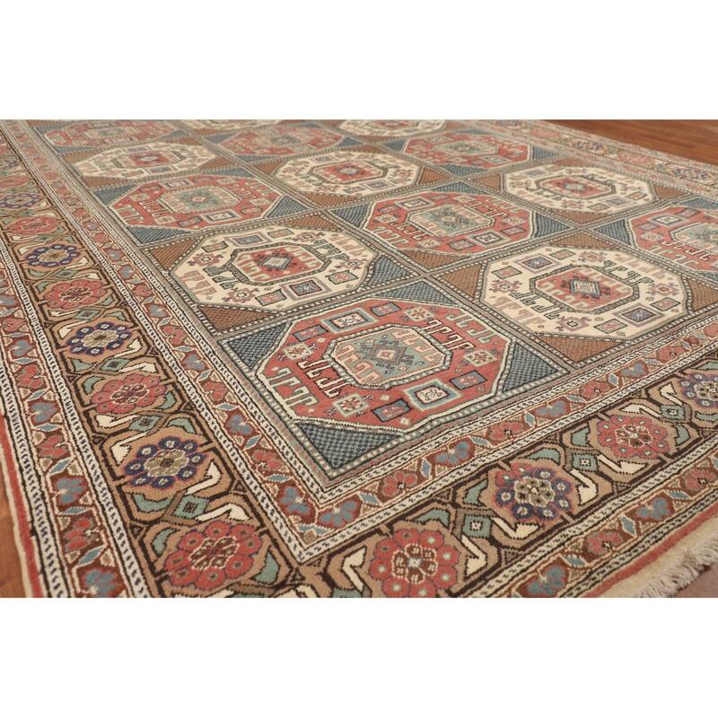 Geometric Anatolian Turkish Vintage Area Rug Handmade Wool Carpet - 6'7" X 9'8"