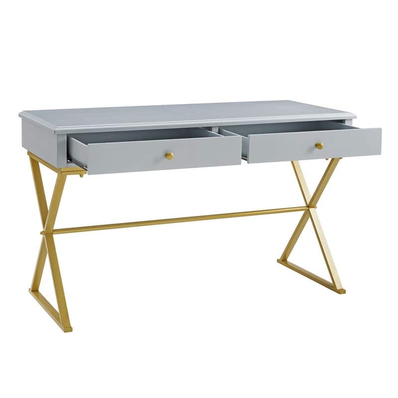 Silver Orchid Lerch Two-Drawer Campaign Desk