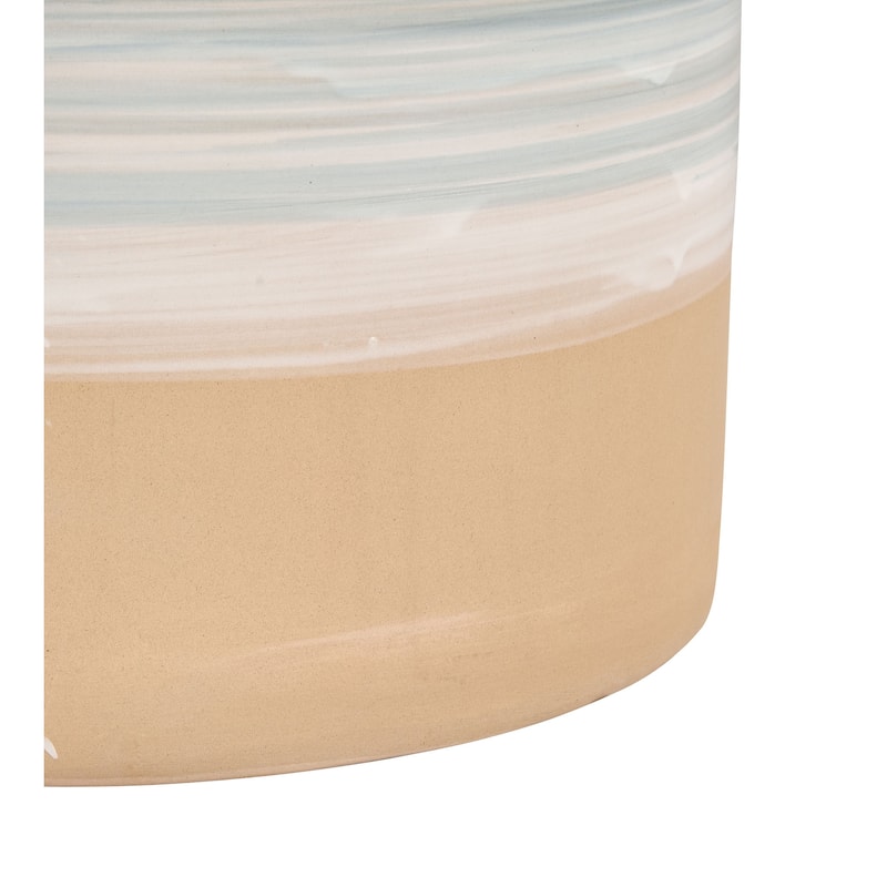 Elk Home Roe Bay Blue Glazed Earthenware 13 Inch Wide Stool