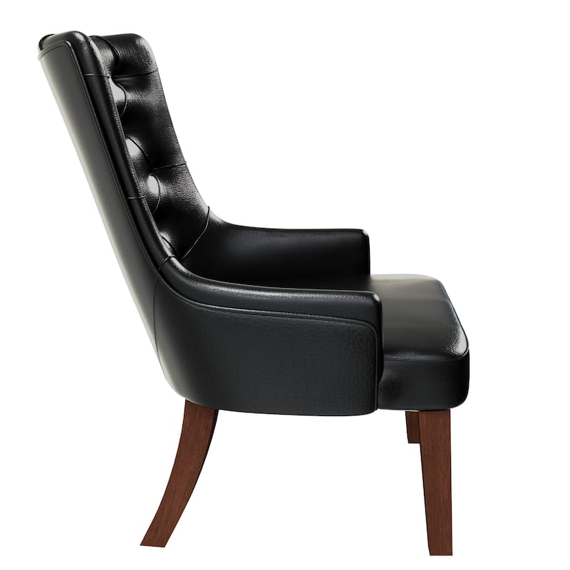 Dining Chair in Leather/Velvet Diamond-Tufted with Rubberwood Legs Set of 2