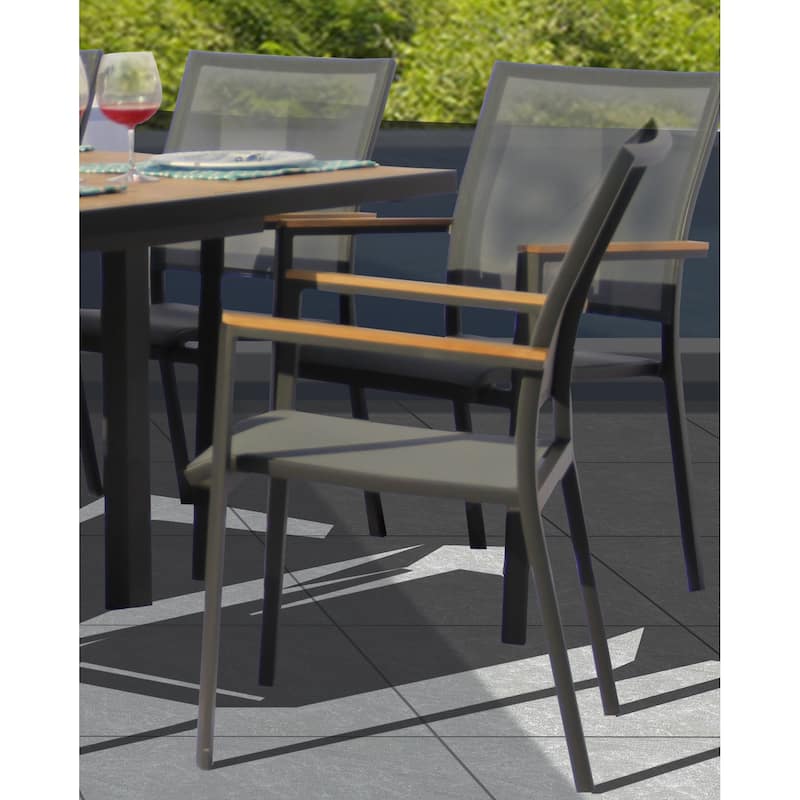Catania Dark Gray 11-Piece Aluminum Outdoor Dining Set with Sling Set in Pewter - N/A
