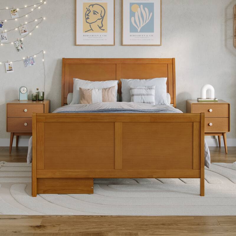 AFI Portland Solid Wood Platform Bed with Matching Footboard and Storage Drawers