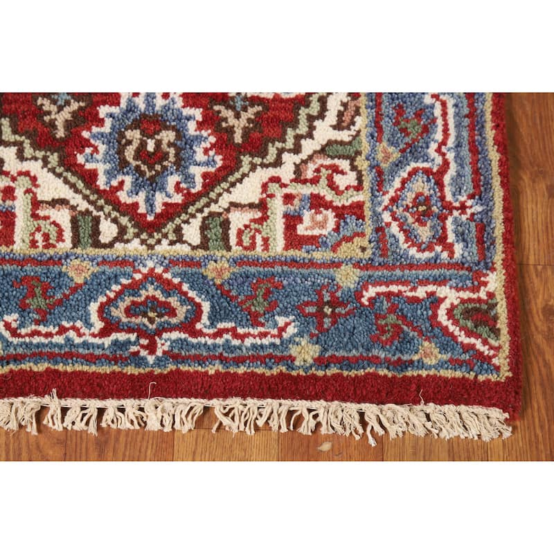 Hand Knotted Oriental 100% Wool Carpet Traditional Medallion Red Heriz (serapi) Area Rug - 3' 0'' X 2' 0''