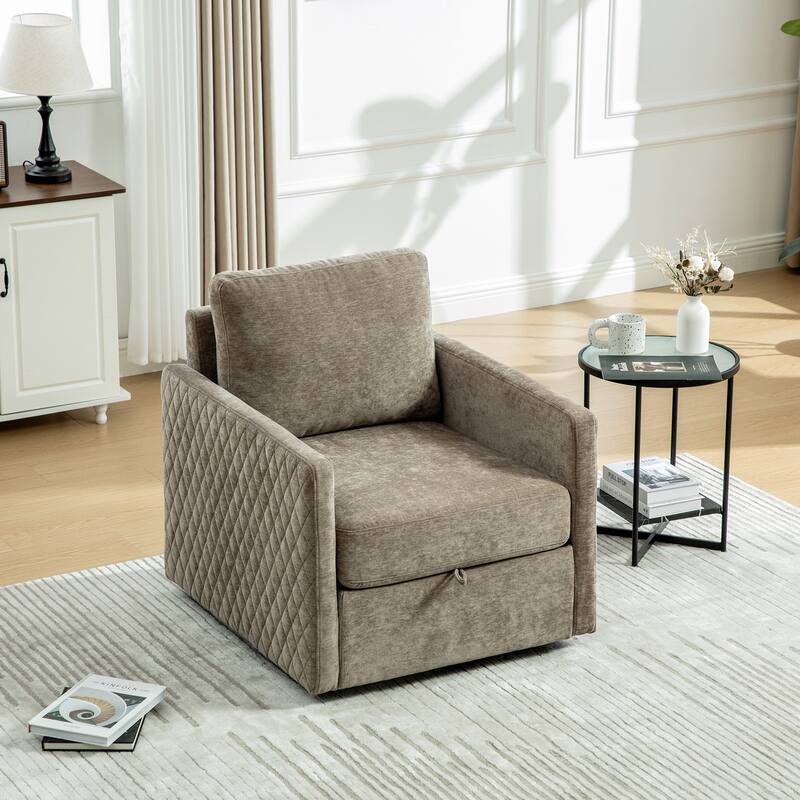 Swivel Accent Chair, Comfy Reading Chairs, Accent Single Armchair Upholstered Sofa Tufted Accent Square Club Chair