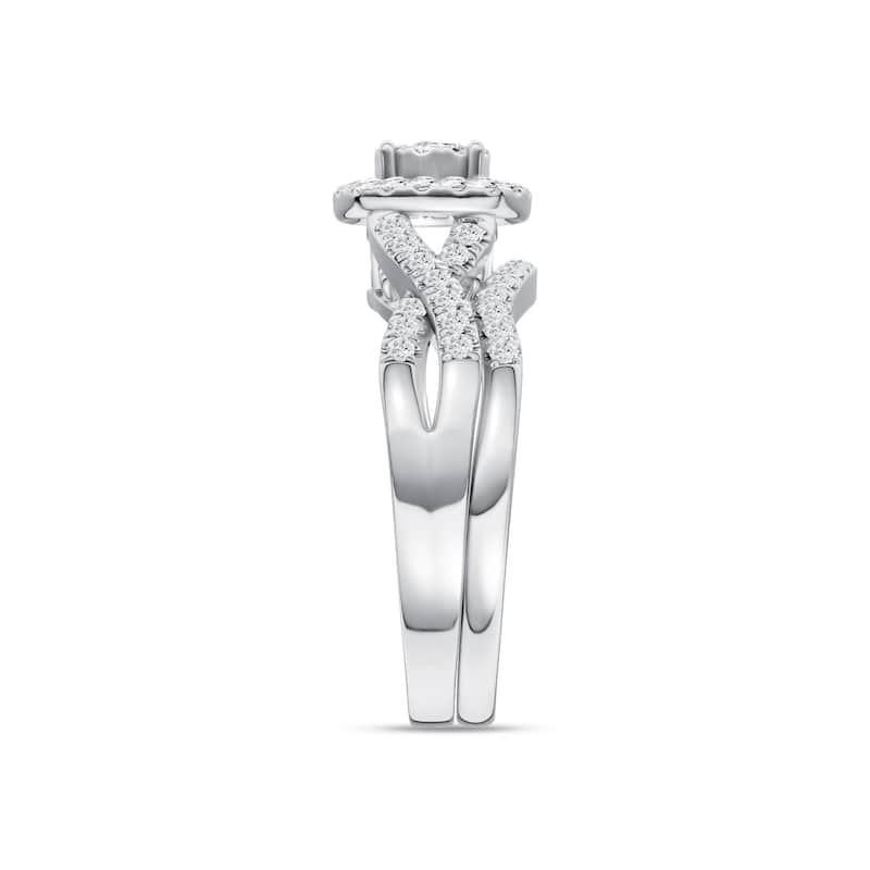 3/8Ct TDW Diamond Halo Twist Shank Bridal Set in 10K Gold for Women