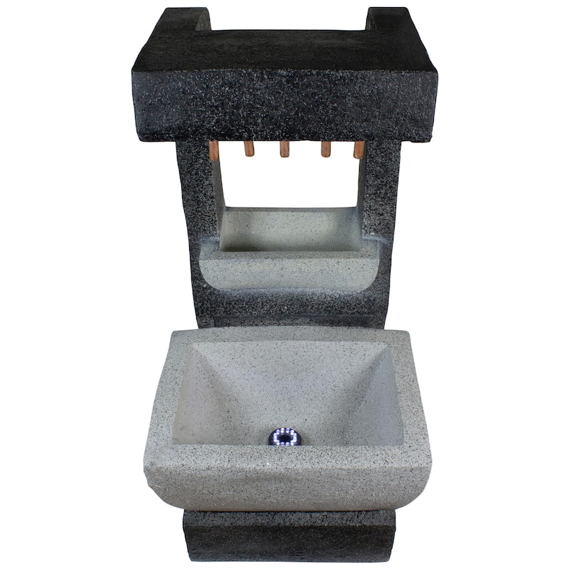 LED Lighted Rainfall Outdoor Water Fountain with Planter - 26"