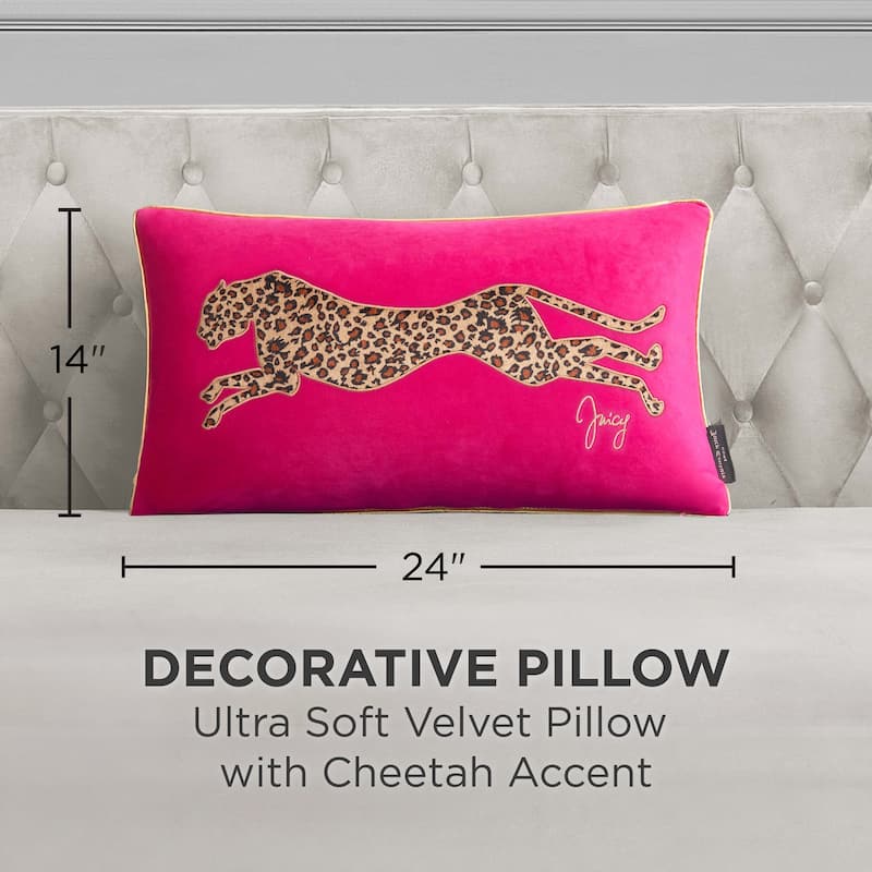 Juicy Couture Velvet Cheetah Pillow 14" x 24"