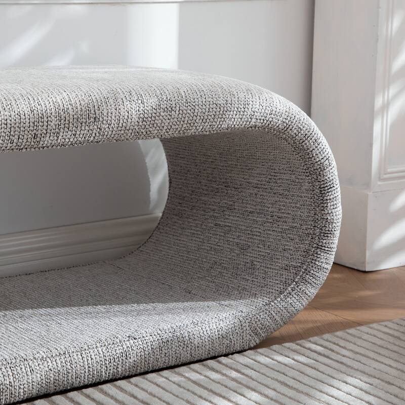 52.17"W Chenille Upholstered Bench for Bedroom End of Bed,Modern Shoe Bench for Entryway,Equipped With An Iron Frame