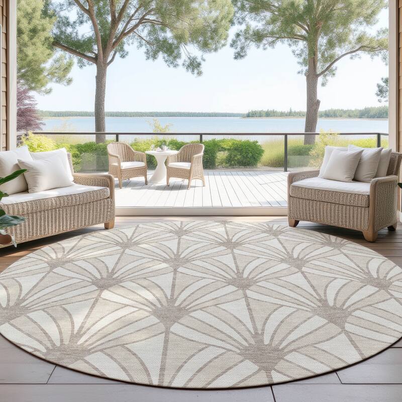 Machine Washable Indoor/ Outdoor Casual Kim Chantille Rug - Ivory - 8' x 8'