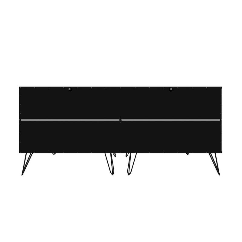 Manhattan Comfort Rockefeller 6-Drawer Double Low Dresser with Metal Legs
