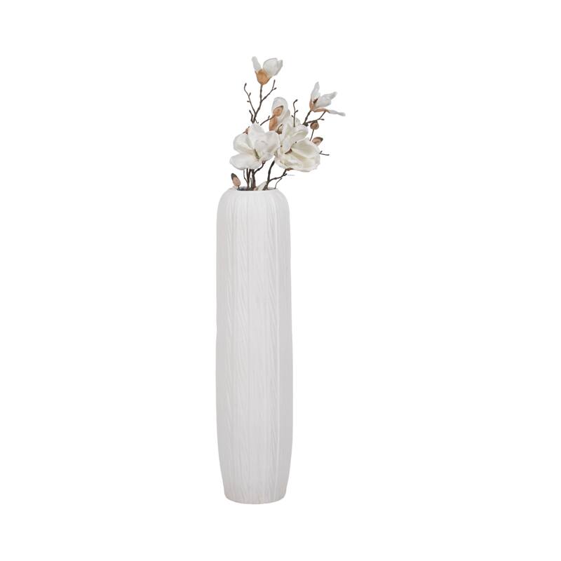 Ceramic Modern Rough Cylinder Floor Vase - White, 48"