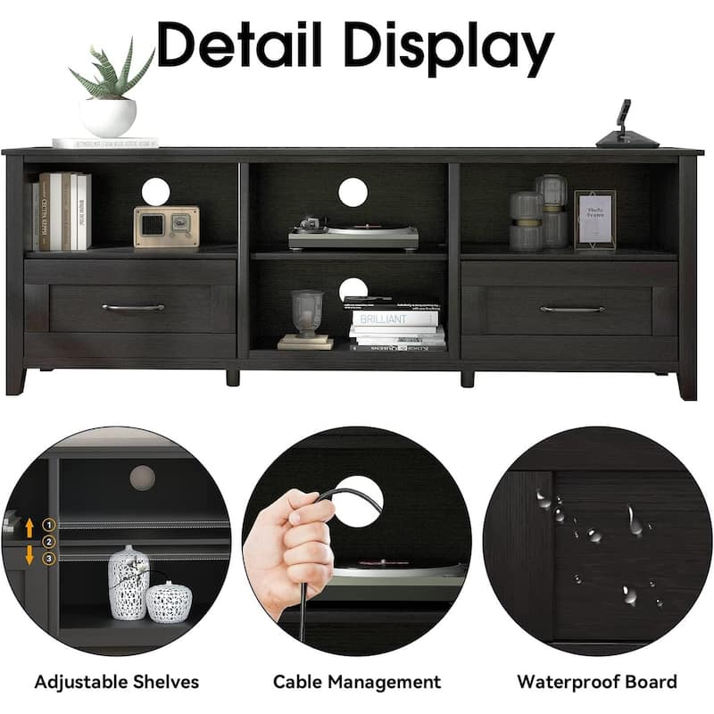 WESOME 70in TV Stand Home Cabinet with Drawers/Shelves/Doors for Living Room Bedroom - 70inch