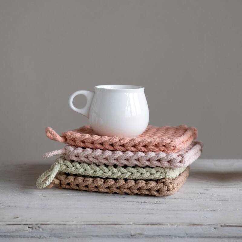 Square Cotton Crocheted Pot Holders (Set of 4 Colors)