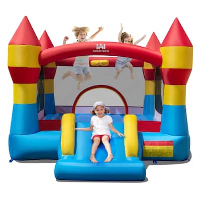 Costway 3-in-1 Kids Bouncer with Slide Large Jumping Area & Basketball - 149.5" x 110" x 87"