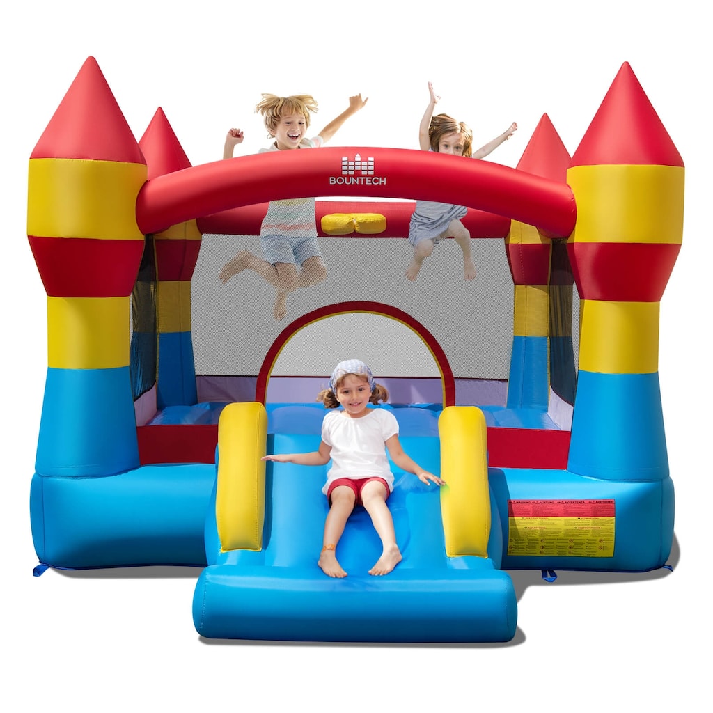 Costway 3-in-1 Kids Bouncer with Slide Large Jumping Area & Basketball