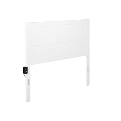 Full Headboard White Wood Panel Bed Frame - Modern Bedroom Decor