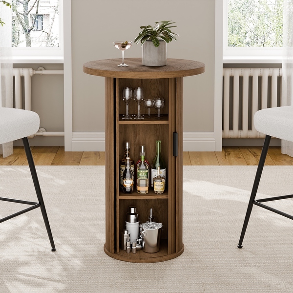 太郎丸 3 Small Tambour Dining Table with Three-Layer Storage Shelf