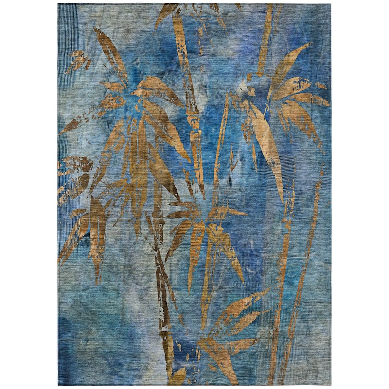 Machine Washable Indoor/ Outdoor Modern Floral Chantille Rug