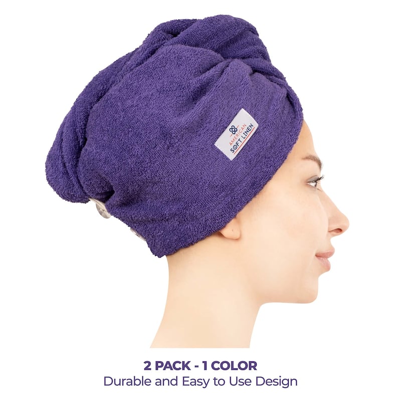American Soft Linen 100% Cotton Hair Drying Towels for Women, Cotton Hair Turban Turkish Towel Wrap, Head Towel Cap for Hairs