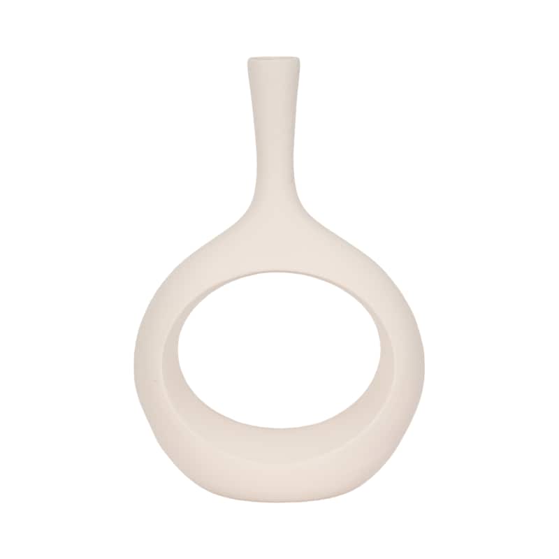 Sagebrook Home 24"H Rough Texture Round Cut Out Ceramic Vase - White