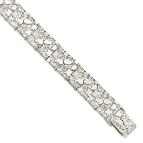 925 Sterling Silver 15mm Nugget Bracelet, 8.5"