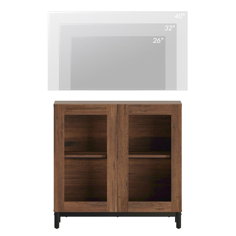 WAMPAT Multifunctional Sideboard Buffet Cabinets with Glass Doors, Modern Sideboard with Adjustable Shelf, Coffee Bar Cabinet