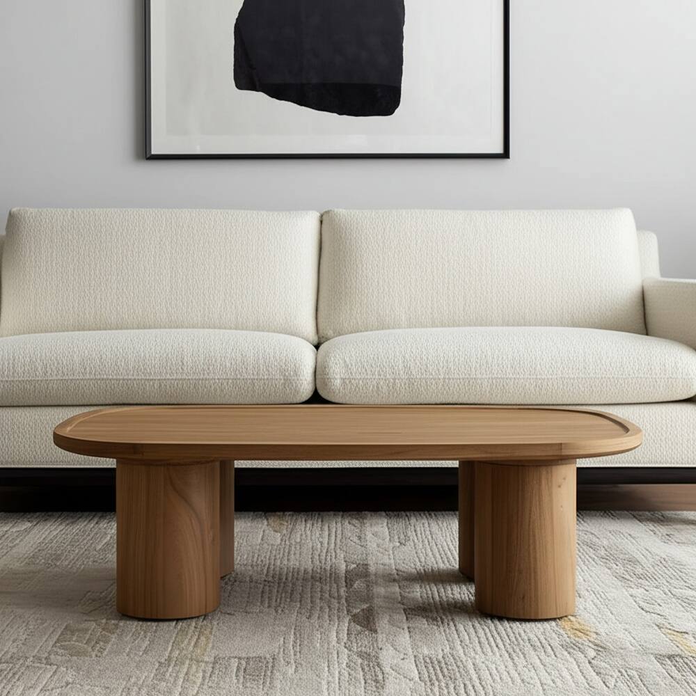 HomeRoots 55" Natural Solid Wood Oval Coffee Table - 55' X '16.5' X '31.5