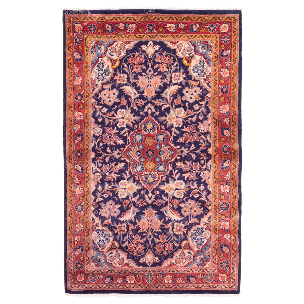 ECARPETGALLERY Hand-knotted Andelz Navy Wool Rug - 4'1 x 6'9