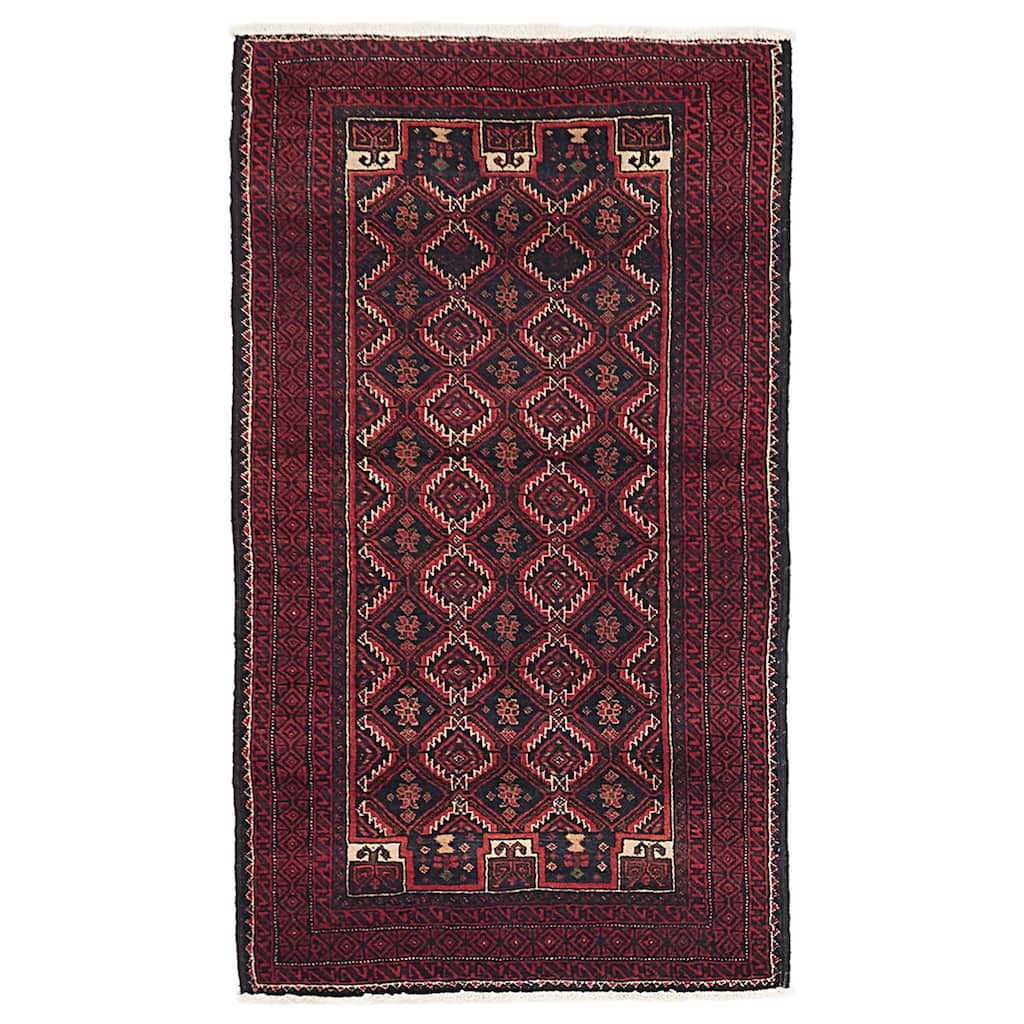 ECARPETGALLERY Hand-knotted Teimani Black, Red Wool Rug - 3'1 x 5'4