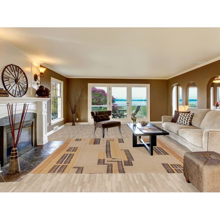 Hand Woven Oriental 100% Jute Carpet Southwestern Modern Beige & Ivories Kilim Area Rug - 9' 3'' X 8' 11''