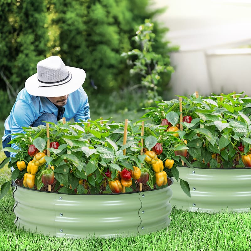 Aoodor Metal Galvanized Raised Garden Bed (Set of 2)