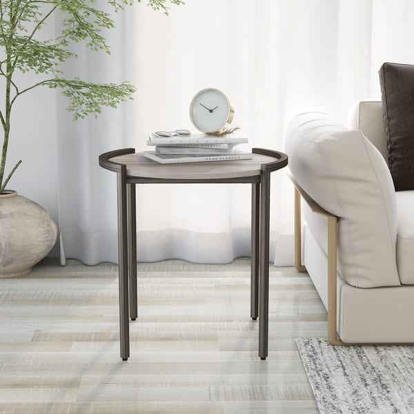 Rowland Urban Light Grey 23inch Steel Round Side Table by Furniture of