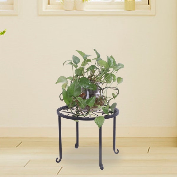 Simple Metal 4 Pot Round Plant Stands Black - Overstock - 32274828