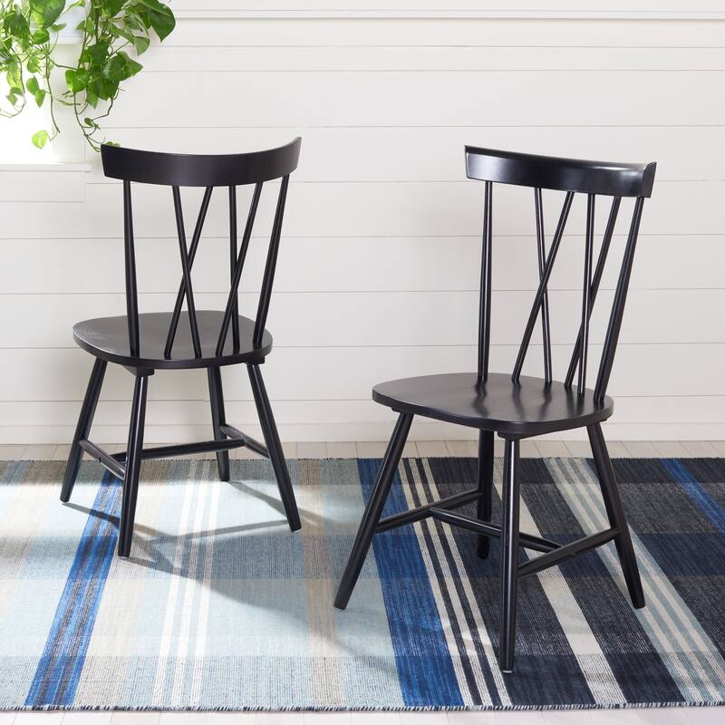 SAFAVIEH Pairlee Spindleback Windsor Dining Room Chair (Set of 2) - 21" W x 20" L x 36" H - 21Wx20Dx36H - Black