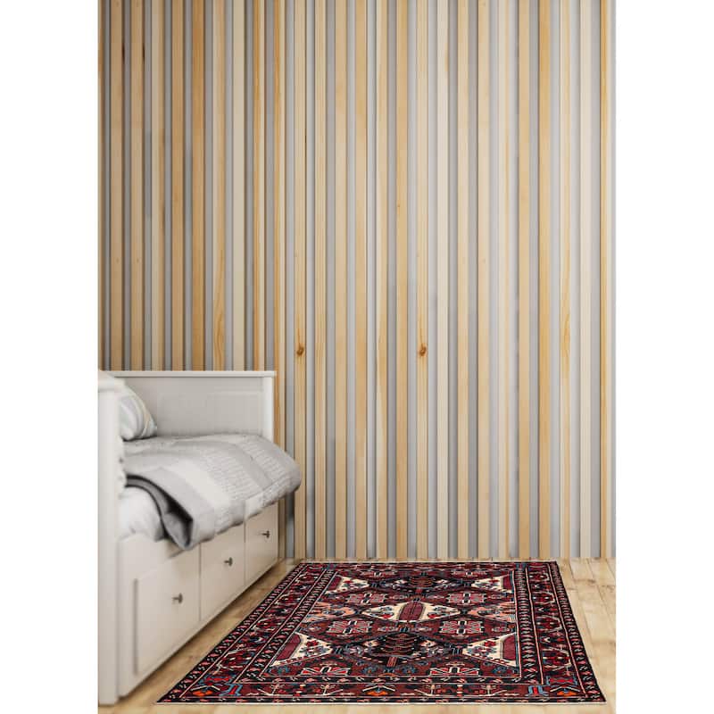 ECARPETGALLERY Hand-knotted Kayseri Vintage Dark Red Wool Rug - 5'2 x 7'7