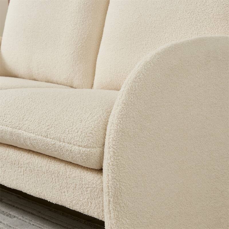 59" Sherpa Fabric Upholstered Sofa Small Couch for Living Room