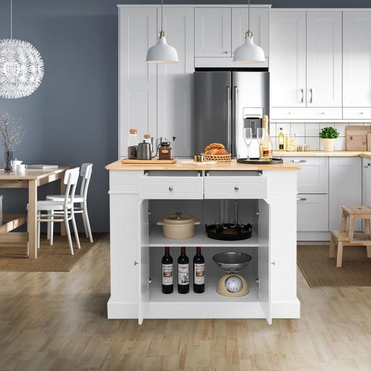Kitchen Island with Storage and 3-Level Adjustable Shelves - 47" x 36" x 36" (L x W x H)