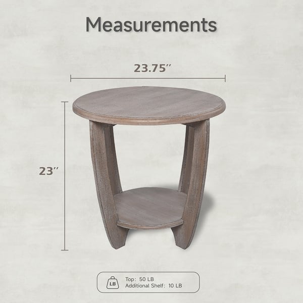 COZAYH Rustic Farmhouse End Table with Storage Shelf