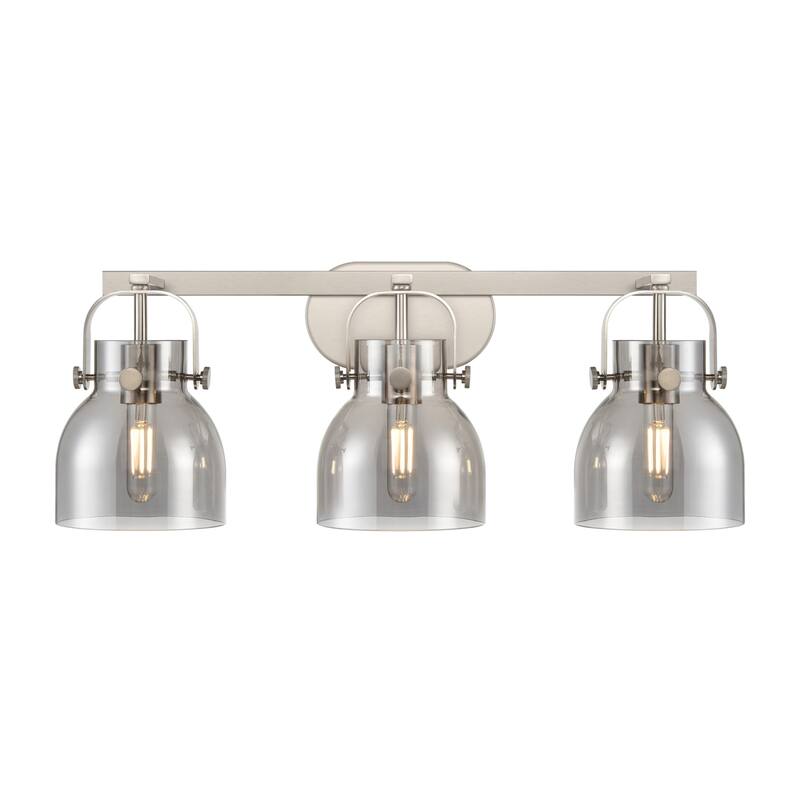 Innovations Lighting 423-3W-10-27 Pilaster II Bell Vanity Pilaster II - Satin Nickel / Plated Smoke