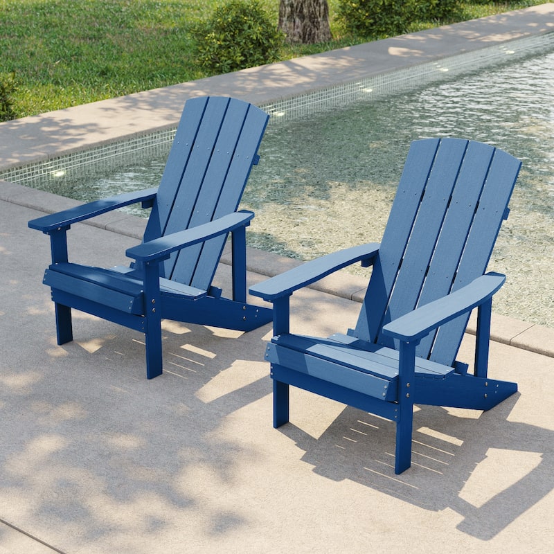 Bonosuki Patio Faux Wood Adirondack Chair Weather Resistant-Set of 2