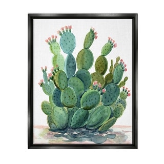 Stupell Botanical Desert Prickly Pear Cactus Framed Floater Canvas Wall ...