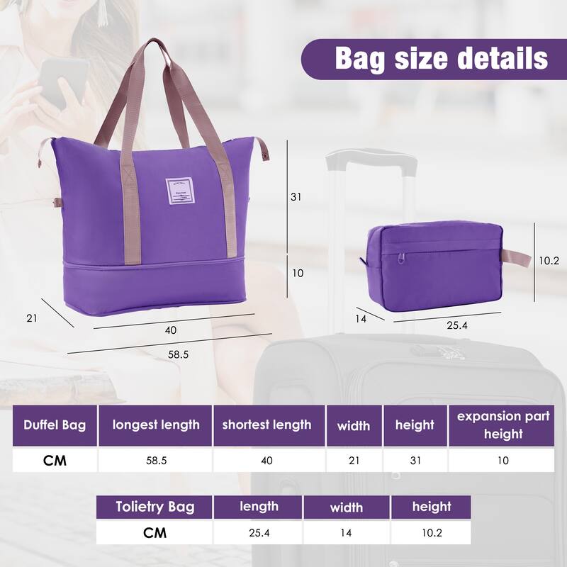 3 Piece ABS Softside Expandable Upright Spinner Luggage with TSA Lock and Duffel Bag