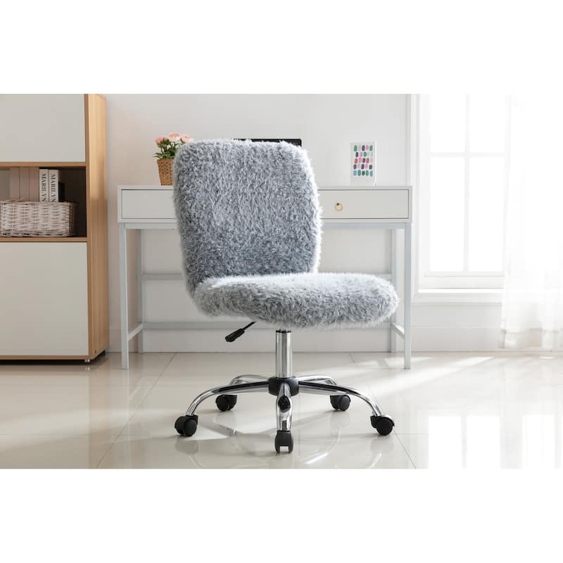 Porthos Home Alva Swivel Office Chair, Shaggy Fabric Upholstery
