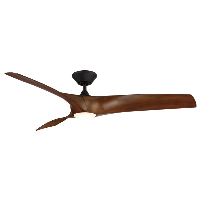 Zephyr Indoor and Outdoor 3-Blade Smart Ceiling Fan 62in with 3000K LED Light Kit and Remote Control with Wall Cradle