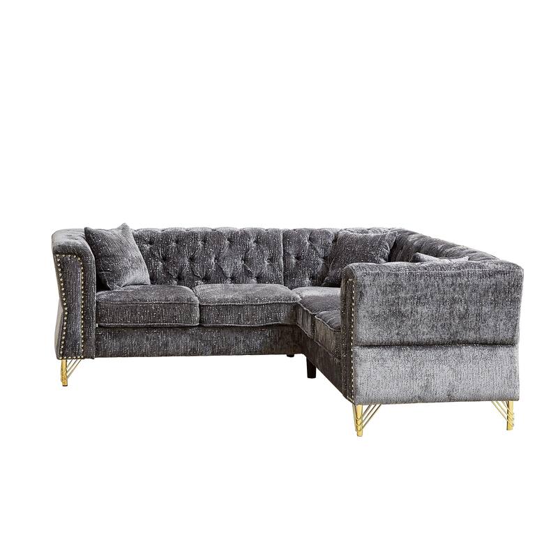 81.5'' Chenille L-Shaped 5-Seat Sectional Sofa with 3 Cushions, Stylish Corner Couch for Living Room or Bedroom